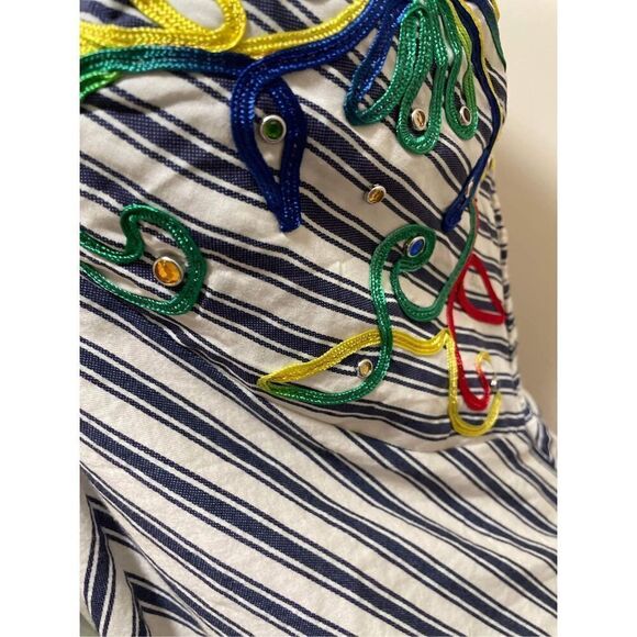 Free People x Tiny Avril Emroidered Striped Knit Halter Size M - Picture 6 of 7